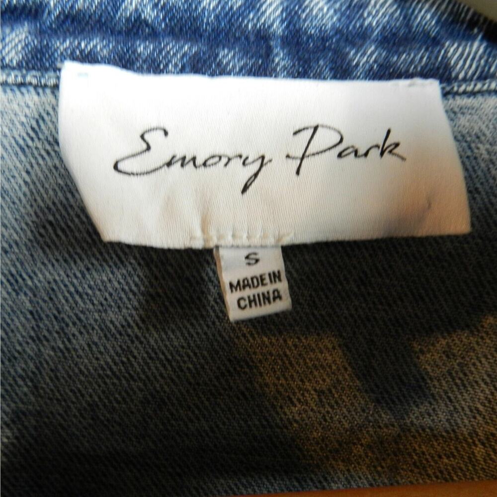 Emory Park Distressed Cutoff‎ Fringe Jean Jacket Size S Blue Faded Denim Western - Picture 3 of 10